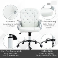 Vinsetto Bureaustoel, Ergonomische Bureaustoel met Armleuning, Gevoerde Rugleuning Wit(m-5)