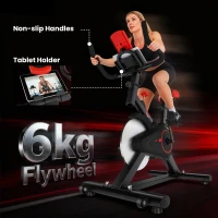 HOMCOM Indoor Upright Exercise Bike Machine, with Adjustable Seat, Resistance, Handlebar, LCD Display(m-9)