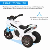 HOMCOM Loopmotor met muziek en koplamp, kindervoertuig in racemotor-design, tot 20 kg, 18-36 maanden, blauw(m-5)