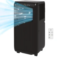 HOMCOM Mobiele Airconditioner Mini Airco, 24-uurs Timer, 3 Snelheden, 33 x 28 x 68,5 cm, Zwart(m-10)
