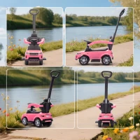 AIYAPLAY Mașinuță Ride-on Land Rover cu Mâner și Barieră, din PP și Oțel, 84 x 40 x 94,5 cm, Roz(m-8)