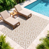 Outsunny Tapete de Exterior 182x274 cm Reversível com Desenho Geomátrico  para Varanda Pátio Campismo Prais Branco e Castanho(m-8)