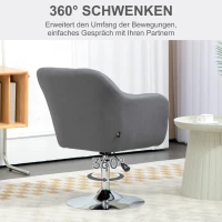 HOMCOM Draaistoel, in Hoogte Verstelbare Bureaustoel, Polyester, Metaal, 60 x 60 x 79-91 cm, Donkergrijs(m-5)