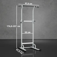 SPORTNOW Power tower dip barre de traction autoportante réglable en hauteur cadre acier 91,5 x 97,5 x 176,5-227 cm pour la maison(m-3)