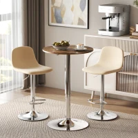 HOMCOM Table de Bar Table Bistro Mange-debout Hauteur réglable 67-93 cm Plateau pivotant 360° marron(m-2)