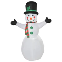 HOMCOM 1,93 m opblaasbare sneeuwpop met 2 modulelampen kerstversiering voor binnen en buiten tuin gazondecoratie feest polyester wit  130 x 72 x 193 cm(m-1)