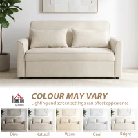 HOMCOM Canapé Convertible 2 Places 3 en 1, Canapé-Lit Clic Clac en Chenille 142 cm, Dossier Réglable, 2 Oreillers, Beige(m-9)