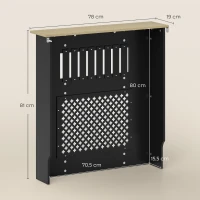 HOMCOM Cubre Radiadores 78x19x81 cm Cubierta para Radiador Diseño Moderno de Listones y Nido de Abeja Negro(m-3)