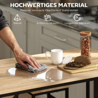 HOMCOM Bartafel-Set Bartafel met 4 Barkrukken 5-delig Tafelset Staal Eiken(m-7)