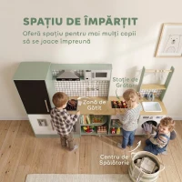 AIYAPLAY Bucătărie pentru Copii 3-8 Ani cu Blat Rotativ, Verde Deschis(m-6)