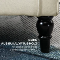 HOMCOM Ohrensessel Relaxsessel Sessel, Vintage-Design, Knopfheftung, gedrechselte Beine, 74 cm x 86 cm x 102 cm,  Cremeweiß(m-7)