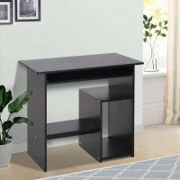 HOMCOM Bureau d'ordinateur, bureau avec rangement, plateau pour clavier et support de moniteur, 80 x 45 x 75 cm, noir(m-2)