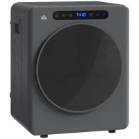 HOMCOM Wasdroger, 6 programma's, 40-60℃, 3 kg capaciteit, compact, touch-bediening, Grijs(m-1)