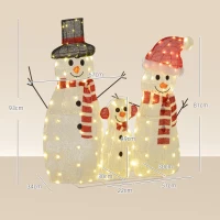 Outsunny Sneeuwmannenfamilie, 148 LEDs, Kerstverlichting, Weerbestendig, Glanzend, Wit(m-3)