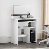 HOMCOM Computertafel, Bureau, Spaanplaat, Metaal, 80 x 45 x 75 cm, Wit(m-2)
