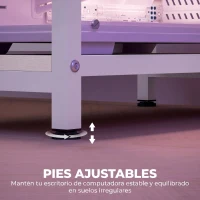 HOMCOM Mesa de Escritorio con Luces LED Cajones Tomas de Corriente Puertos USB y Soporte para Monitor 155,5x48x88,5 cm Blanco(m-8)