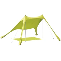 Outsunny Tenda de Praia Dobrável com Tapete UPF50+ Postes de Alumínio Pá Estacas e Bolsa de Transporte 208x200 cm Verde(m-11)
