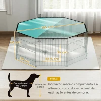 PawHut Parque para Cães de 8 Painéis com Cobertura 155x155x60 cm Cercado Metálico para Cachorros Design Personalizável Porta Verde(m-3)