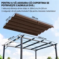 Outsunny Acoperiș Pergolă, Copertină Retractabilă pentru Pergolă de 3 x 2.15m, Protecție UV30+, Gri Închis(m-4)