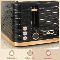 HOMCOM 4-Sleuven-Toaster, golfdesign, meerdere functies, kruimellade, Zwart(m-4)