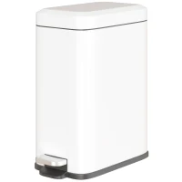 HOMCOM Metalen prullenbak, afvalbak, inhoud van 5 liter, met voetpedaal, met binnenemmer, wit(m-10)