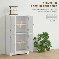 HOMCOM Comodă Bucătărie cu 2 Dulapuri, 4 Uși, 2 Rafturi Reglabile, Alb(m-6)