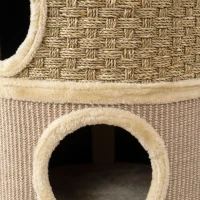 PawHut Barril Rascador para Gatos de 3 Niveles Altura 79 cm Tonel de Escalada con Cama Cubierto de Sisal Caqui y Café(m-8)