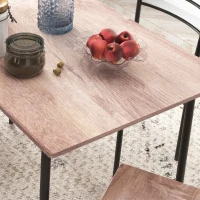 HOMCOM Set din 5 Piese cu Masă de Bucătărie Dreptunghiulară și 4 Scaune Moderne din MDF și Oțel, 110x70x75 cm , Maro(m-8)