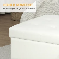 HOMCOM Opberg hocker, houten poten, zachte stofbedekking, Crème-wit(m-5)