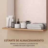 HOMCOM Espejo de Baño de Pared con Estante Abierto Espejo para Entrada Pasillo 50x12x60 cm Roble(m-5)