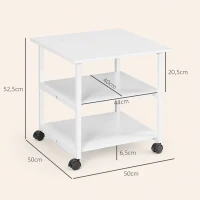 HOMCOM Druckertisch mit Rolle, Druckerständer mit 3-Ebene, Druckerhalter Stahl, 50 x 50 x 52,5 cm(m-3)