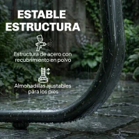 Outsunny Conjunto Jardín Exterior de 4 Piezas con Sofá de 2 Plazas 2 Sillones Mesa de Vidrio Templado Tela Textilene Gris Oscuro(m-7)