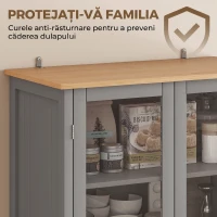 HOMCOM Dulap Cămară cu 5 Niveluri și Sertar Central, din MDF și PAL, 76x40x182,5 cm, Gri(m-7)
