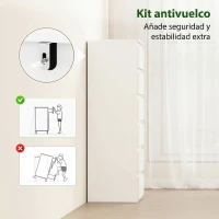HOMCOM Cómoda de Dormitorio con 6 Cajones Estrecha Sinfonier Ahorro Espacio 40x35x109 cm Blanco Brillo(m-9)