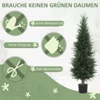 HOMCOM Kunstcipresplant, 638 Kunststof Bladeren, met Pot, UV-bestendig, Groen(m-5)