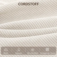 HOMCOM Schlafsofa mit verstellbarer Rückenlehne, Bettfunktion, verstecktem Stauraum und Cordbezug, Beige(m-7)