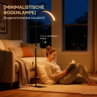HOMCOM LED Halbmond Wimpern Lampe mit Telefonhalter 350° Drehbar Beauty-Ringlicht Warme Lampe mit Einstellbar Höhe(m-9)