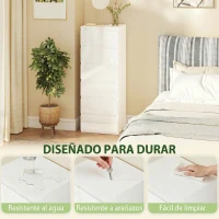 HOMCOM Cómoda de Dormitorio con 6 Cajones Estrecha Sinfonier Ahorro Espacio 40x35x109 cm Blanco Brillo(m-7)