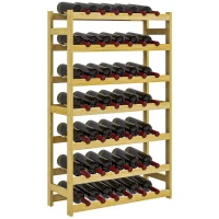 HOMCOM Wijnrek, 7 niveaus, voor 42 flessen, kantelbeveiliging, grenenhout, 63x25x102cm, naturel(m-11)