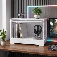 HOMCOM Vitrine Expositora para Coleções com Porta Acrílica Elevatória Deslizante para Figuras Decorativas 59x30x40 cm Branco(m-9)