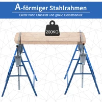 HOMCOM 2 x Steigerstatiefsteunbeugel in hoogte verstelbaar staal blauw(m-5)