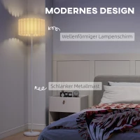 HOMCOM Vloerlamp in retro stijl, kunststof lampenkap, voetschakelaar, metalen staaf, Wit(m-4)
