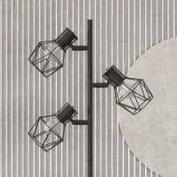 HOMCOM 3-Licht Vloerlamp met Flexibele Verlichtingselementen, Boomachtige Structuur, voor Woonkamer en Slaapkamer, Metaal, Zwart(m-9)