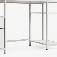 HOMCOM Mesa de Escritorio con Luces LED Cajones Tomas de Corriente Puertos USB y Soporte para Monitor 155,5x48x88,5 cm Blanco(m-14)