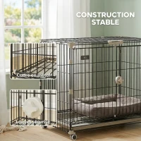 PawHut Cage pour Chien, Plateau Amovible, Roues avec Freins, Toit Ouvrant Verrouillable, 75,5x46x64,5cm, Noir(m-5)