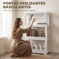 HOMCOM Vitrine Expositora para Coleções com 3 Níveis e Portas Elevatórias em Acrílico para Figuras 59x30x106 cm Branco(m-4)