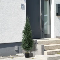 HOMCOM Kunstcipresplant, 638 Kunststof Bladeren, met Pot, UV-bestendig, Groen(m-9)