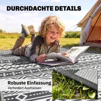Outsunny Outdoor Teppich robuster Wetterfest Outdoorteppich, Carpet mit Boho-Style, Outdoor-Teppich für Wohnzimmer Balkon(m-6)