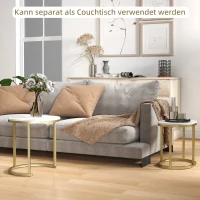 HOMCOM Set van 2 Salontafels, Ovale en ronde koffietafel, stapelbaar, met marmerlook, Staal, Ø50 x 50,5 cm, Wit(m-7)