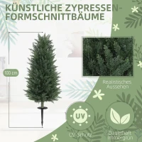 HOMCOM 2-delige Kunstplanten Set, Kunstmatige Cipressen met Elk 831 Bladeren, Veelzijdig, Groen(m-4)